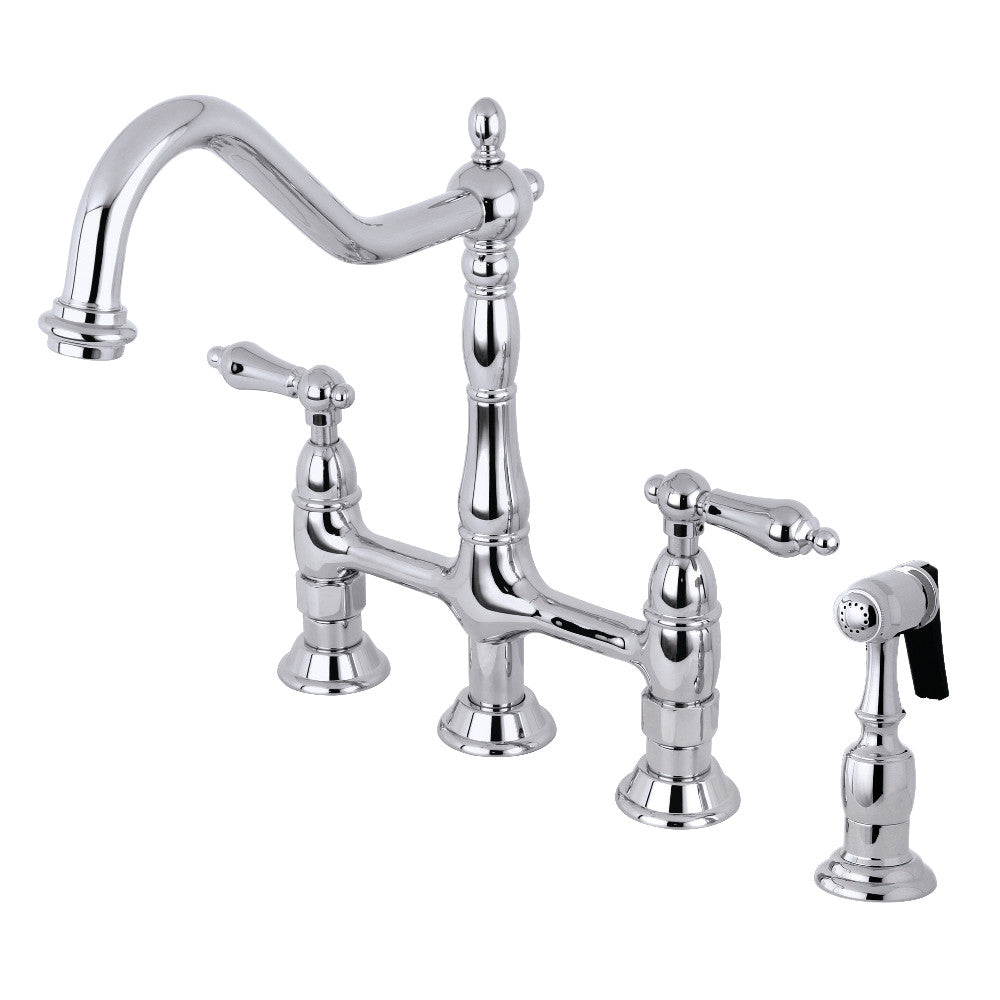 Heritage Bridge Kitchen Faucet in Polished Chrome