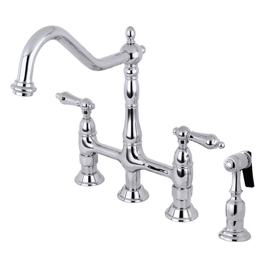 Heritage Bridge Kitchen Faucet in Polished Chrome