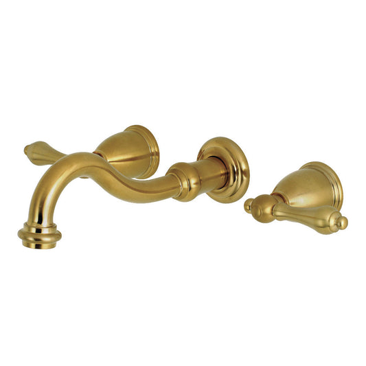 Vintage Wall-Mount Bathroom Faucet in Brushed Brass