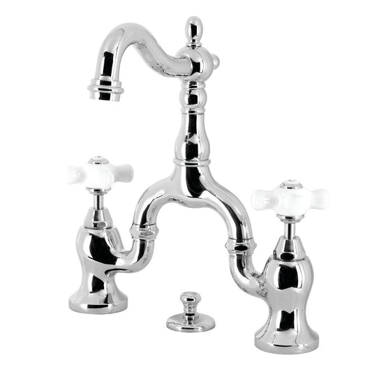 English Country Bridge Bathroom Faucet in Polished Chrome