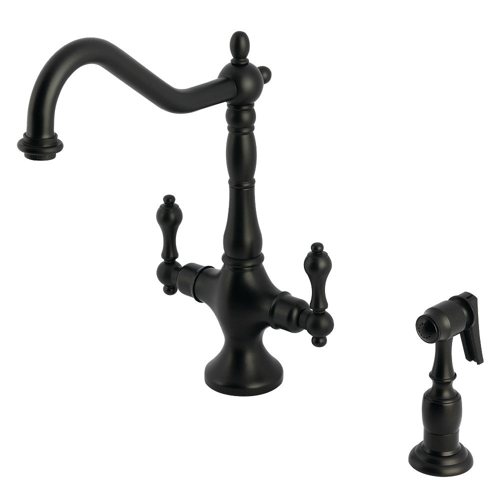 Heritage Two Handle Single-Hole Kitchen Faucet in Matte Black