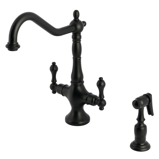 Heritage Two Handle Single-Hole Kitchen Faucet in Matte Black