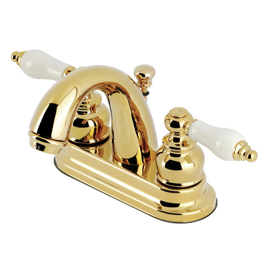 Restoration 4 Inch Centerset Bathroom Faucet in Polished Brass