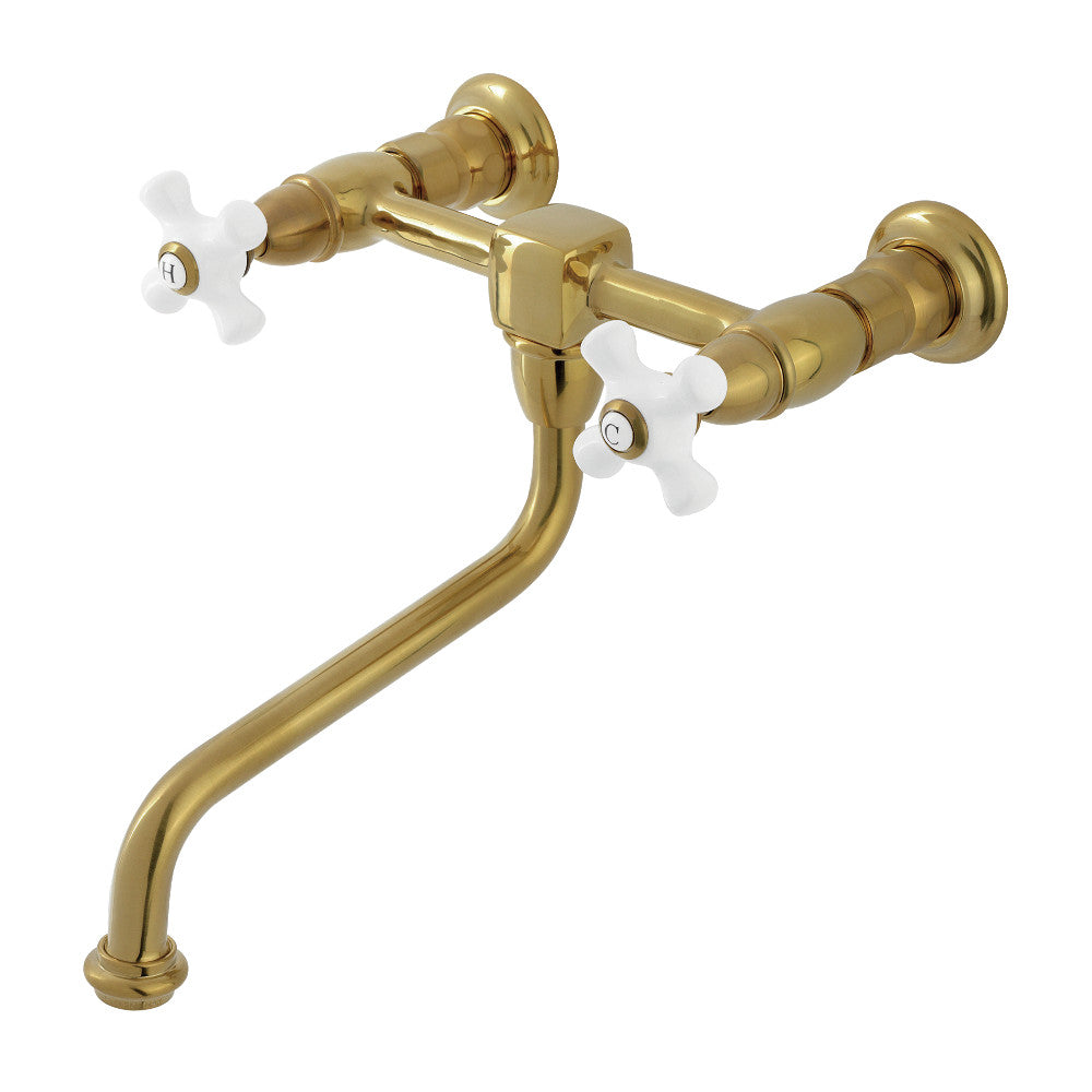 Heritage Wall-Mount Bathroom Faucet in Brushed Brass