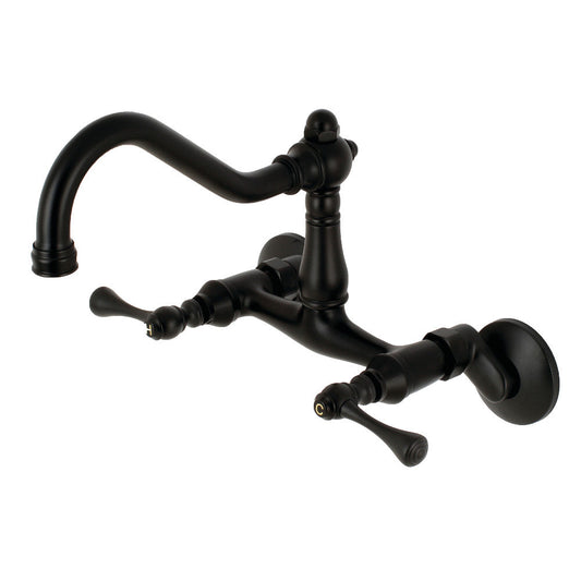 Vintage Wall Mount Kitchen Faucet in Matte Black