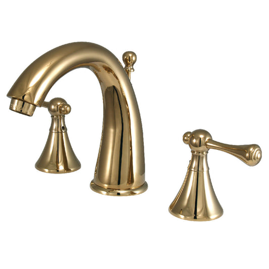 English Country Widespread Bathroom Faucet in Polished Brass