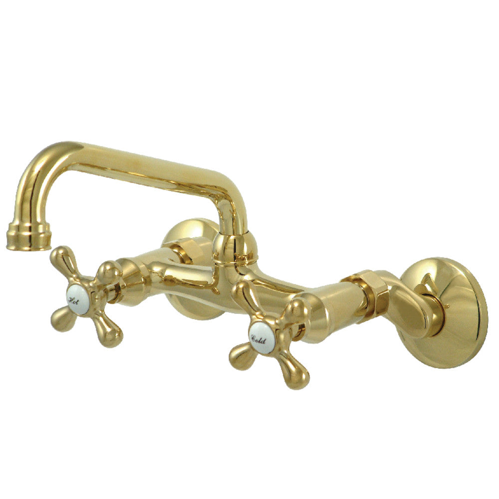 Kingston Wall Mount Kitchen Faucet in Polished Brass