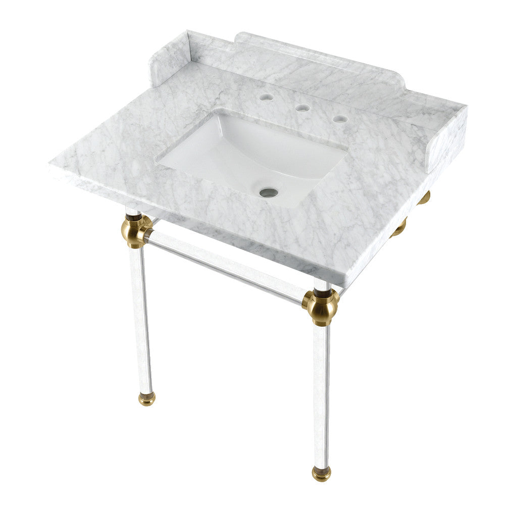 Pemberton 30 Inch Console Sink in Carrara Marble