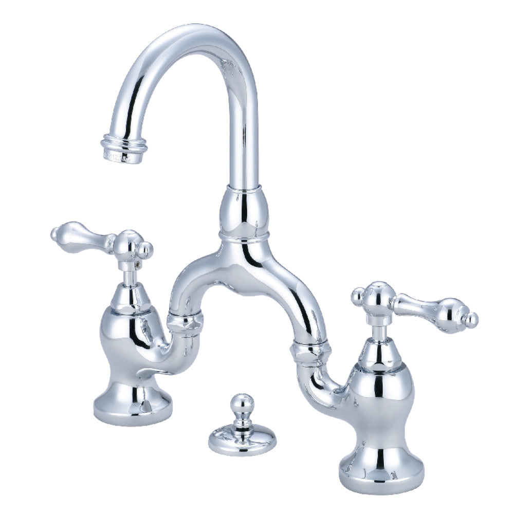 English Country Bridge Bathroom Faucet in Polished Chrome