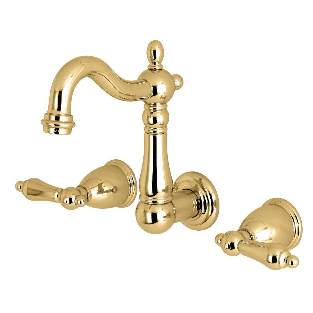 Heritage Wall-Mount Bathroom Faucet in Polished Brass