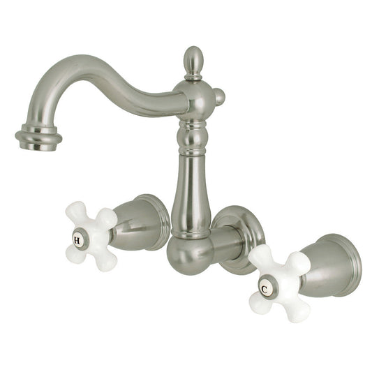 Heritage Wall-Mount Bathroom Faucet in Brushed Nickel