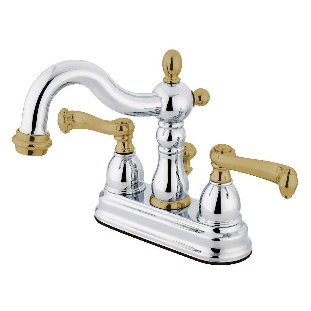 Heritage 4 Inch Centerset Bathroom Faucet in Polished Chrome/Polished Brass