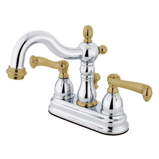 Heritage 4 Inch Centerset Bathroom Faucet in Polished Chrome/Polished Brass