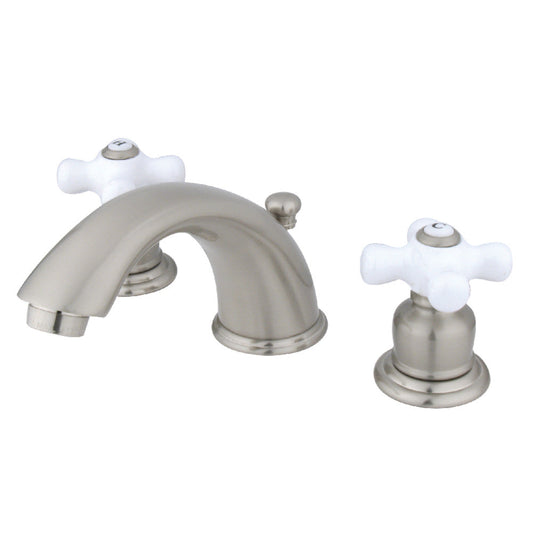 English Country Widespread Bathroom Faucet in Brushed Nickel