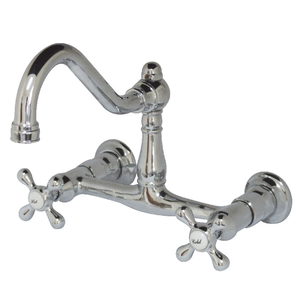 Vintage Wall-Mount Bathroom Faucet in Polished Chrome