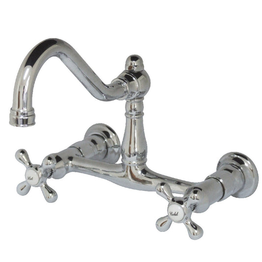 Vintage Wall-Mount Bathroom Faucet in Polished Chrome