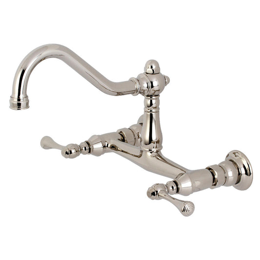 Vintage Wall-Mount Bathroom Faucet in Polished Nickel