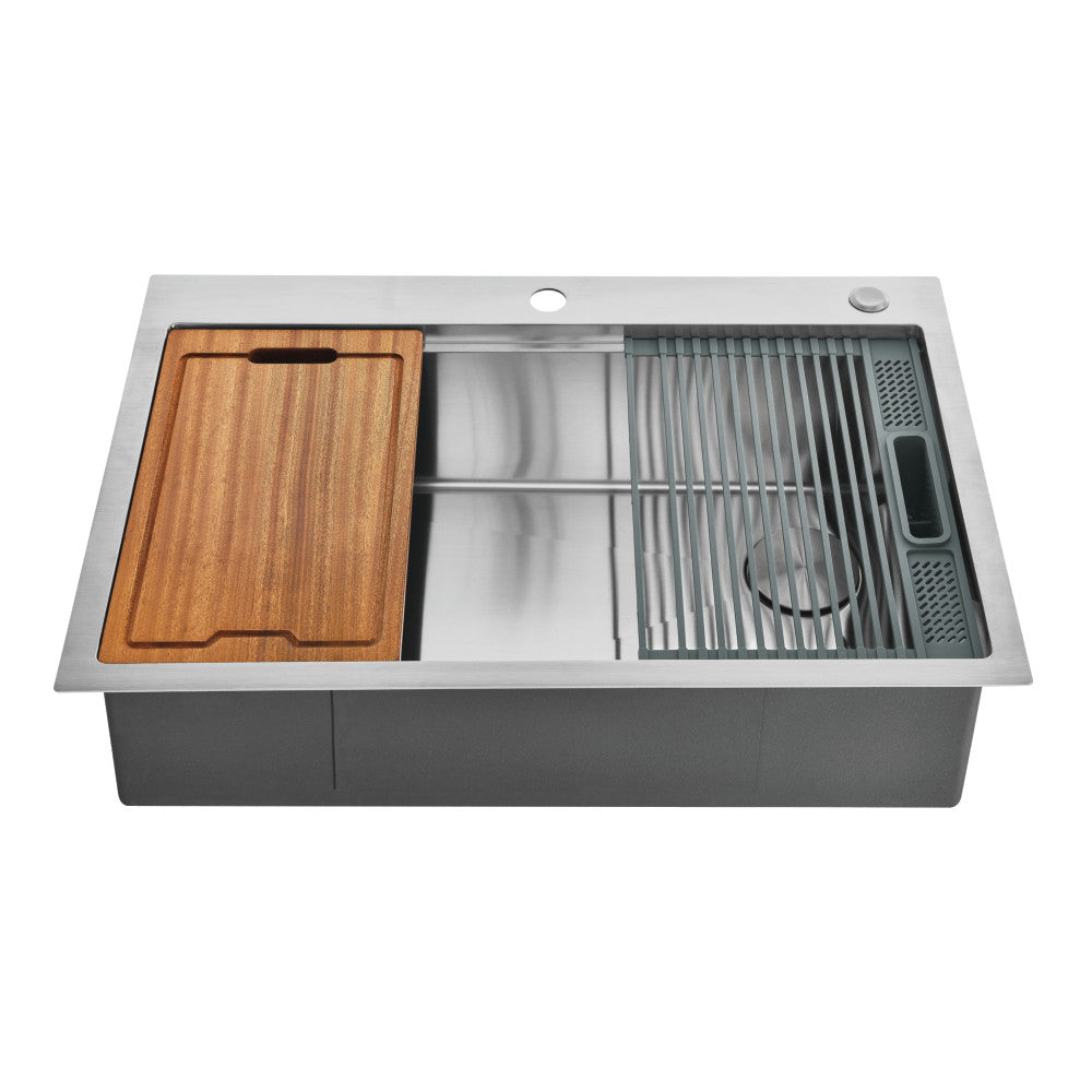 Uptowne 33 Inch Dual-Mount Sink in Brushed Stainless