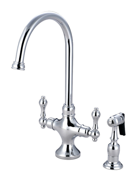 Vintage Two Handle Single-Hole Kitchen Faucet in Polished Chrome