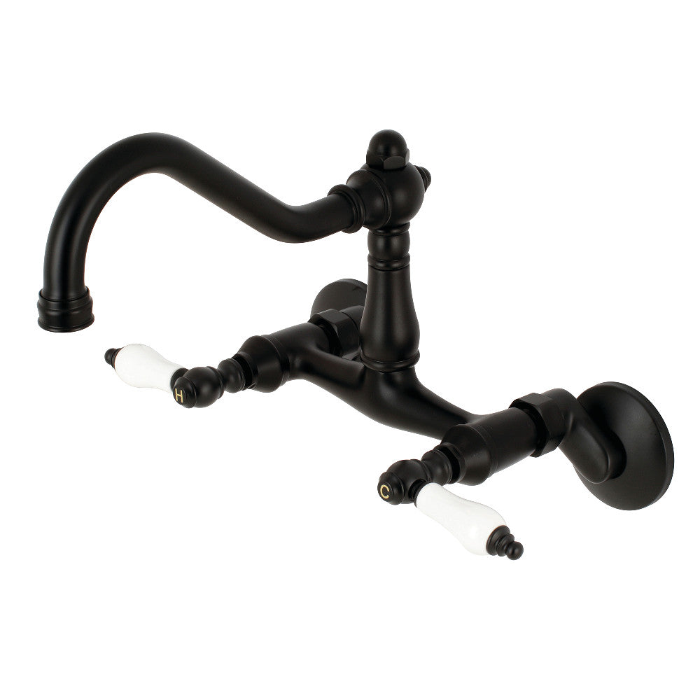 Vintage Wall Mount Kitchen Faucet in Matte Black