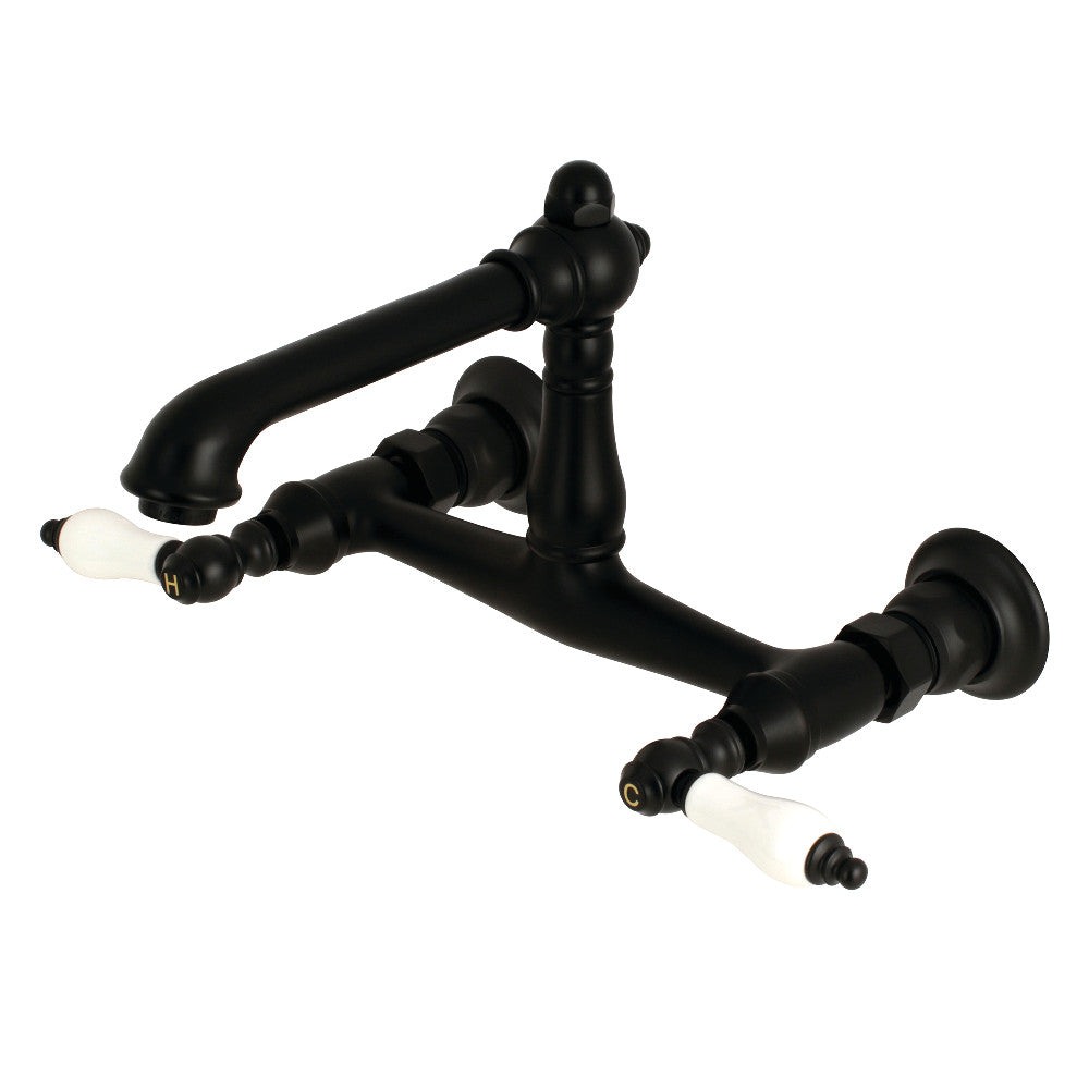 English Country Wall-Mount Bathroom Faucet in Matte Black
