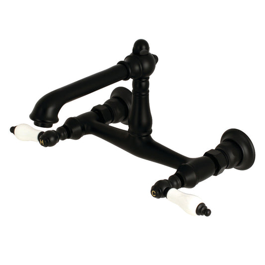 English Country Wall-Mount Bathroom Faucet in Matte Black