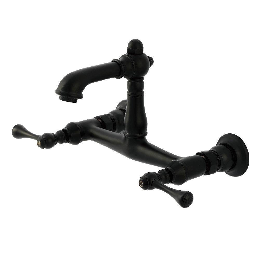 English Country Wall-Mount Bathroom Faucet in Matte Black