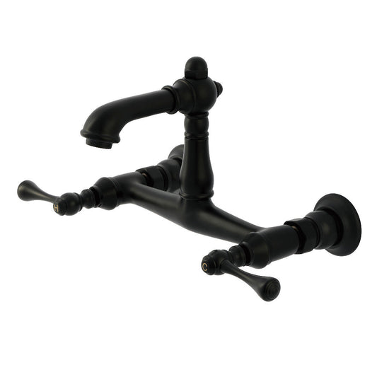 English Country Wall-Mount Bathroom Faucet in Matte Black