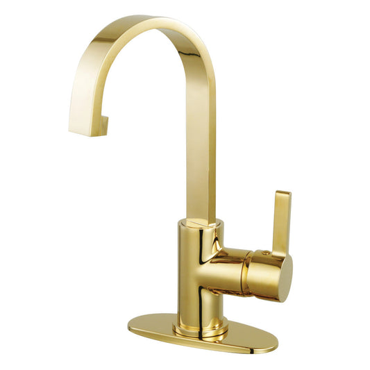 Continental Single-Hole Bathroom Faucet in Polished Brass