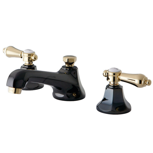 Water Onyx Widespread Bathroom Faucet in Black Stainless Steel/Polished Brass