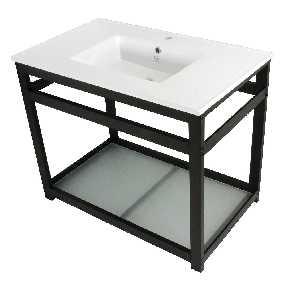 Quadras 37.38 Inch Console Sink in White