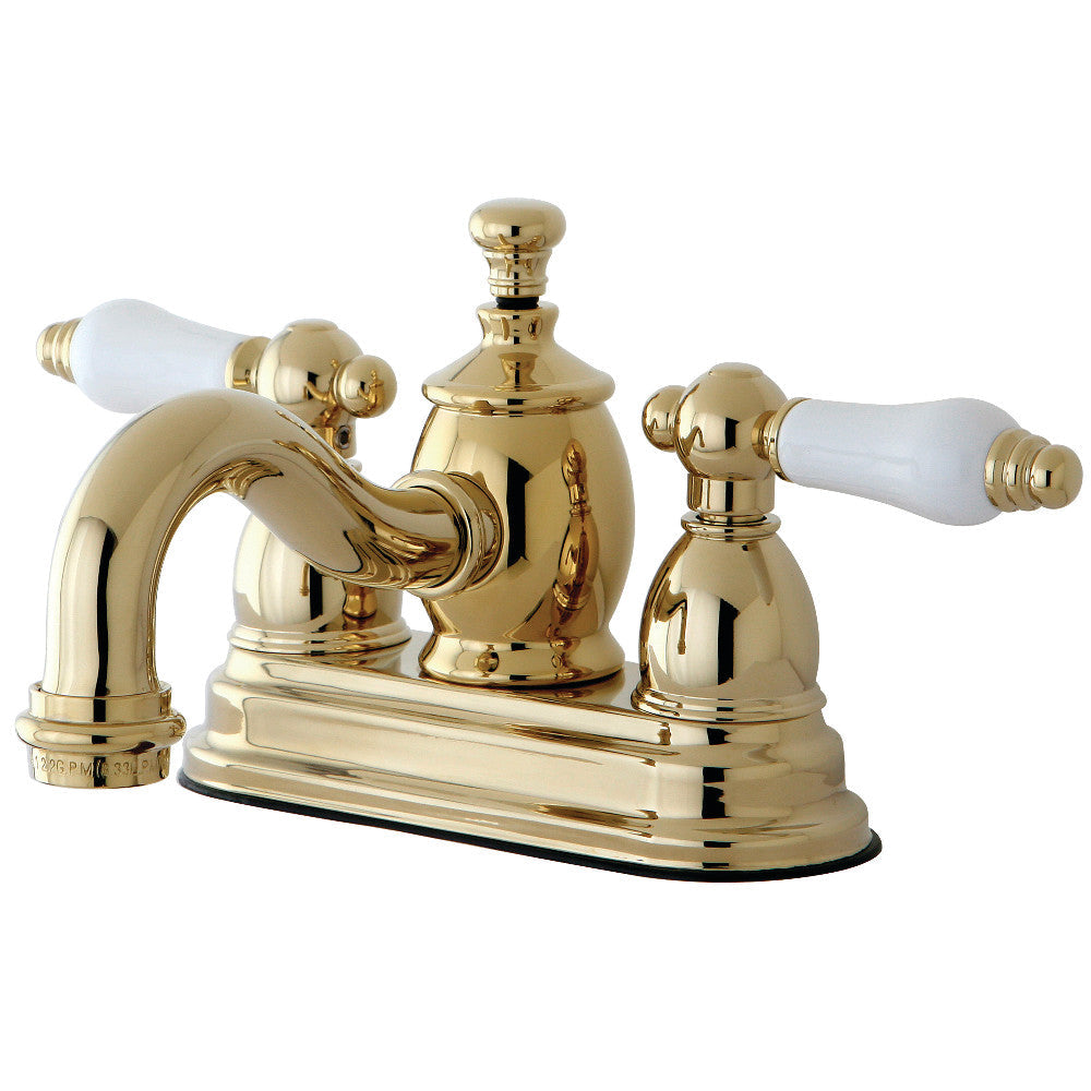 English Country 4 Inch Centerset Bathroom Faucet in Polished Brass