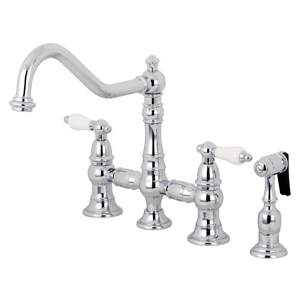 Restoration Bridge Kitchen Faucet in Polished Chrome