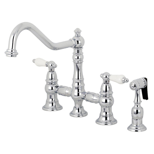 Restoration Bridge Kitchen Faucet in Polished Chrome