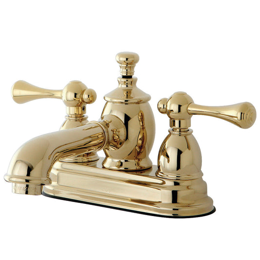 Vintage 4 Inch Centerset Bathroom Faucet in Polished Brass