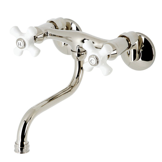 Kingston Wall-Mount Bathroom Faucet in Polished Nickel