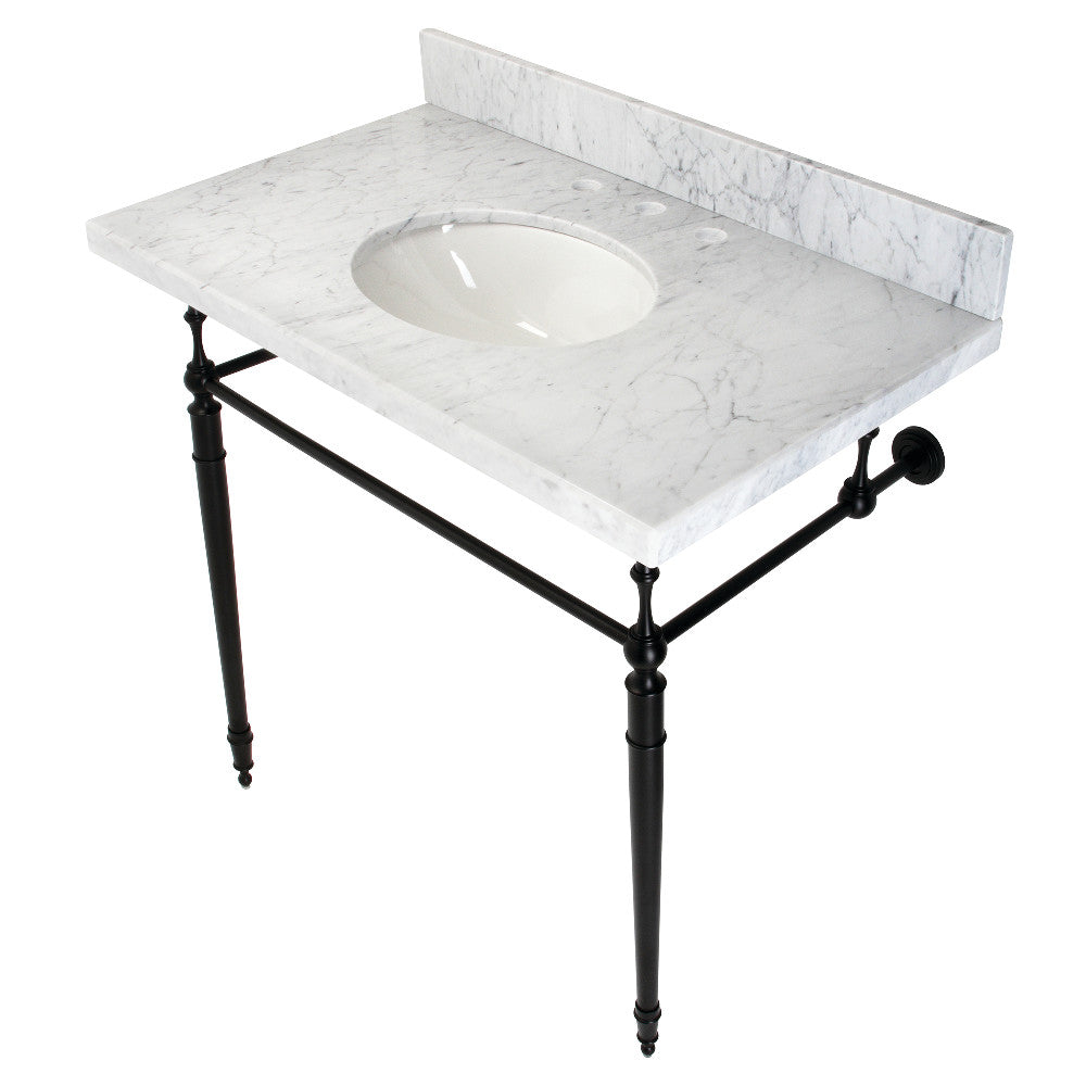 Edwardian 36 Inch Console Sink in Carrara Marble