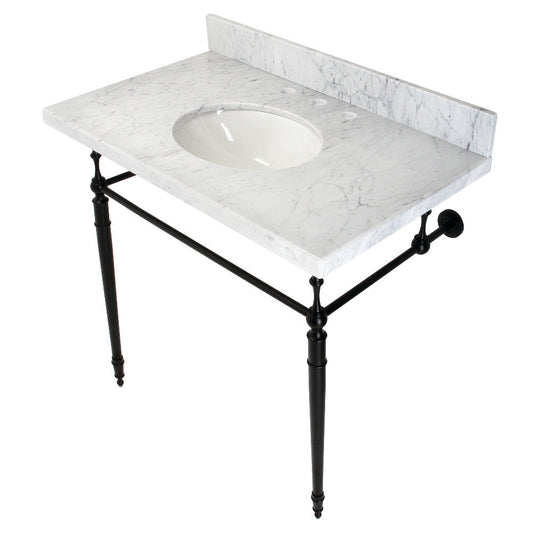 Edwardian 36 Inch Console Sink in Carrara Marble