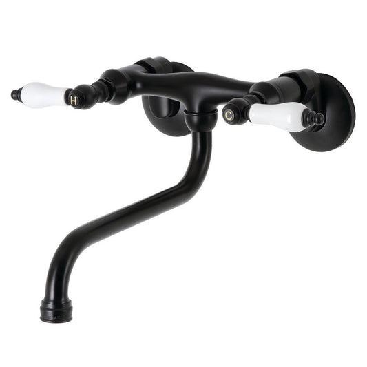 Kingston Wall-Mount Bathroom Faucet in Matte Black