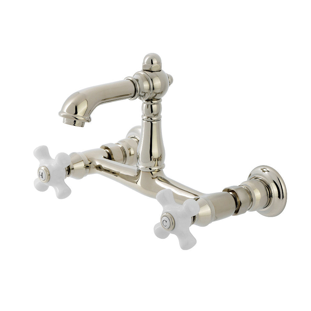 English Country Wall-Mount Bathroom Faucet in Polished Nickel