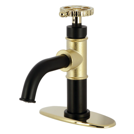 Fuller Single-Hole Bathroom Faucet in Matte Black/Polished Brass
