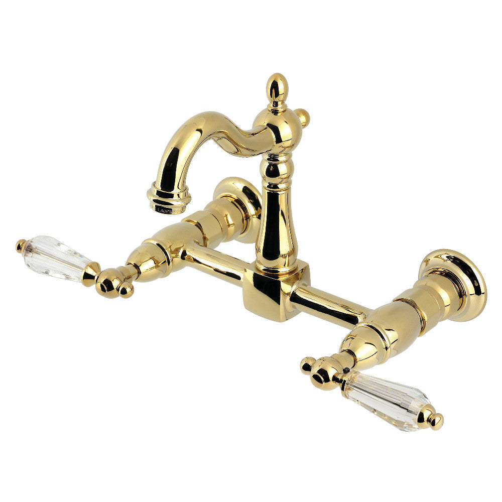 Willshire Wall Mount Kitchen Faucet in Polished Brass