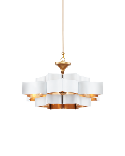 Grand Lotus Large White Chandelier