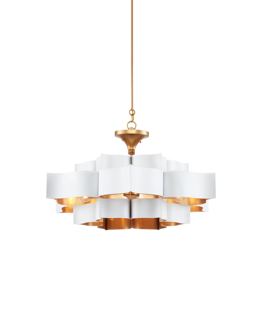 Grand Lotus Large White Chandelier