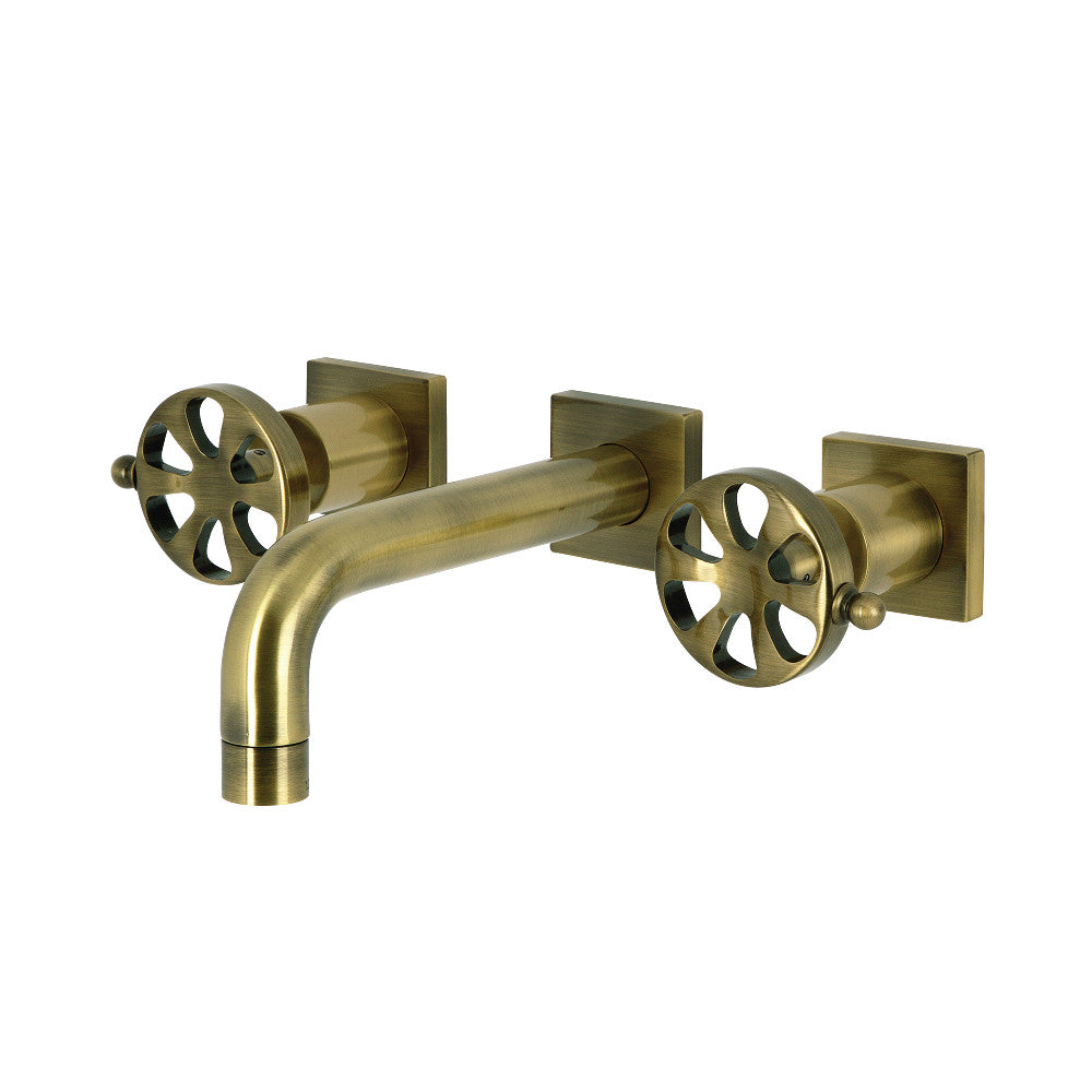 Belknap Wall-Mount Bathroom Faucet in Antique Brass