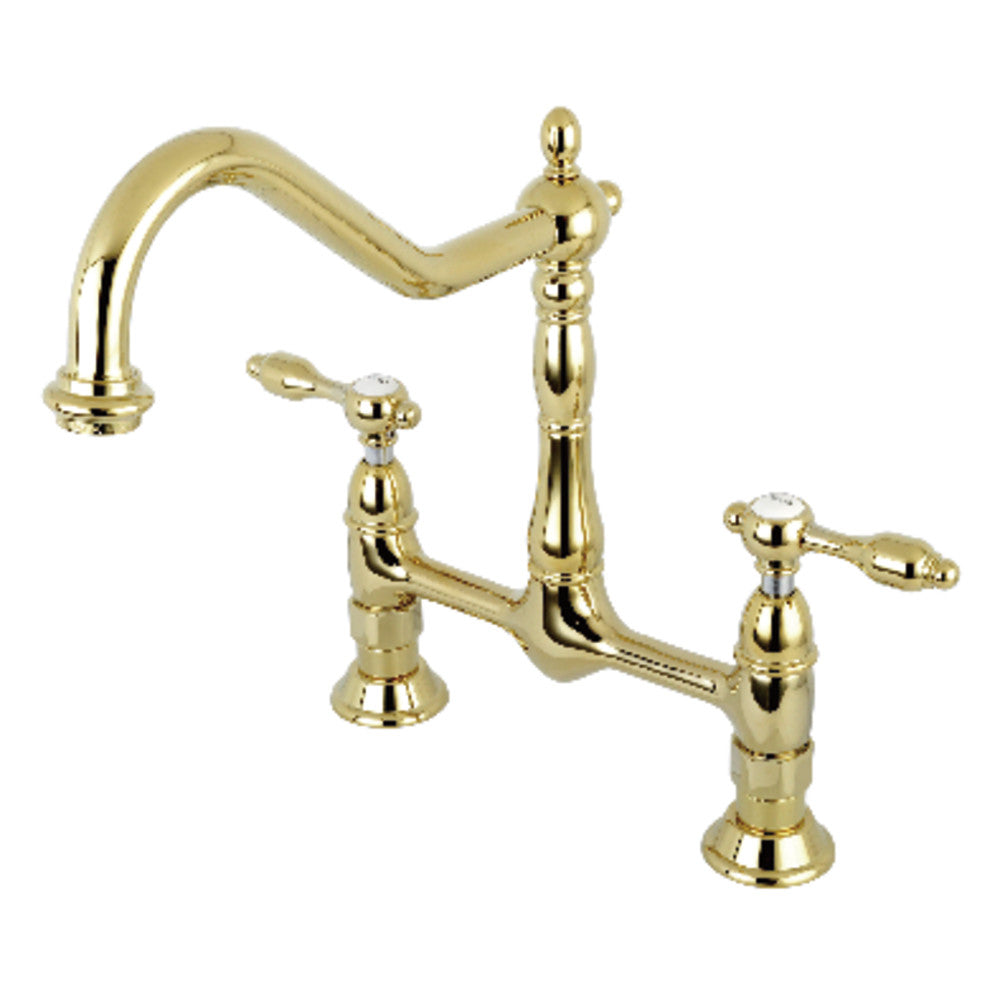 Tudor Bridge Kitchen Faucet in Polished Brass