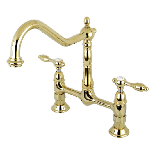 Tudor Bridge Kitchen Faucet in Polished Brass