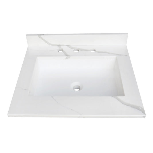 Montesquieu 25 Inch Vanity Sink Top in Carrara Marble
