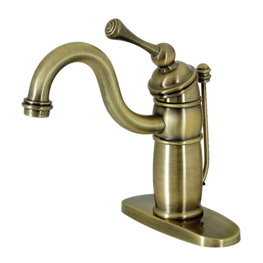 Victorian Single-Hole Bathroom Faucet in Antique Brass
