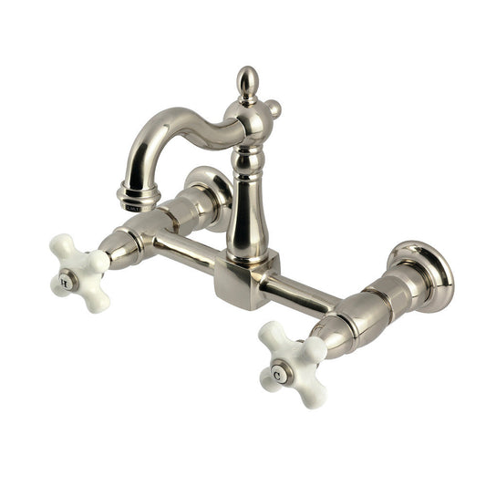 Heritage Wall Mount Kitchen Faucet in Brushed Nickel